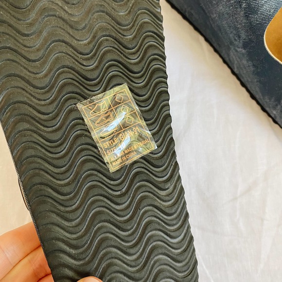 Double Strap Faux Denim Slip On Sandals - Picture 3 of 7